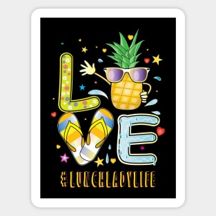 Love lunchlady Life Pineapple Sunglasses Flip Flop Sticker